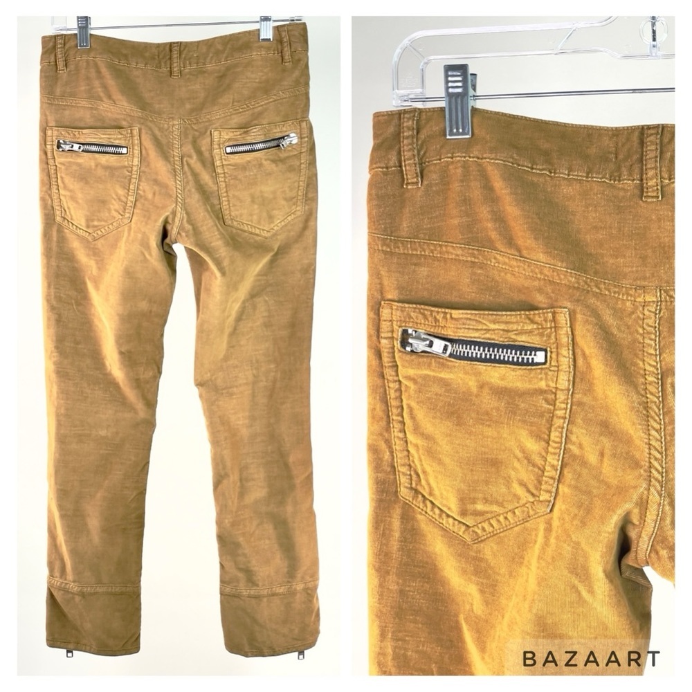 Isabel Marant Tan Ankle Cropped Jeans with Silver Details